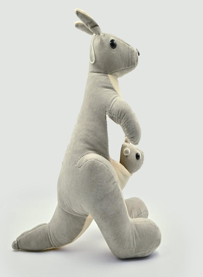 DTR Creation Grey Kangaroo Soft Toy with Baby Joey ? 40cm Stuffed Animal for Kids | Grey & White Plush Wild Animal Toy | Cute Hugging Toy for Boys & Girls | Gift for Toddlers - Image 3